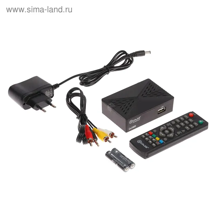 Приставка для цифрового ТВ D-COLOR DC600HD, FullHD, DVB-T2, HDMI, RCA, USB, черная