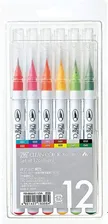 Набор брашпенов ZIG Clean Color Real Brush от Kuretake / 12 цветов